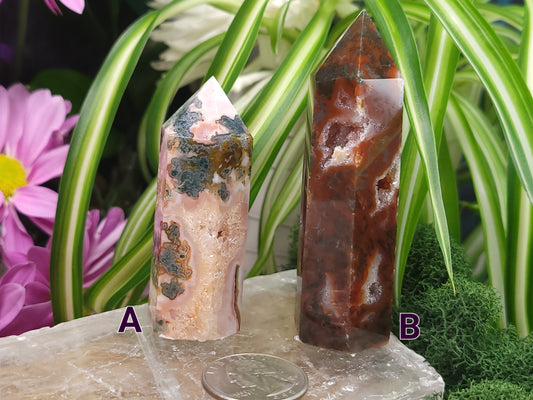 Carnelian Moss Agate Towers