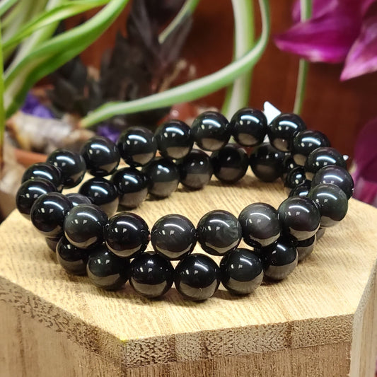 Rainbow Obsidian Stretch Bead Bracelet