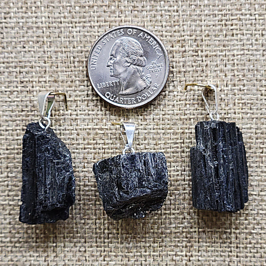 Raw Black Tourmaline Pendant