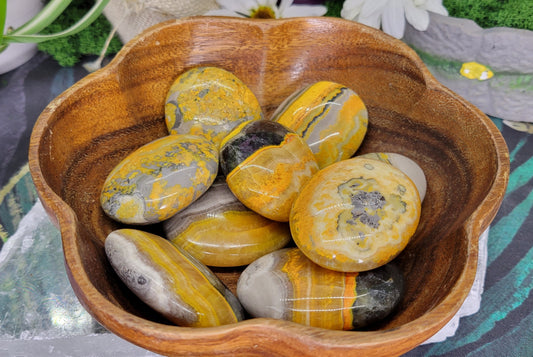 Bumblebee Jasper Palm Stone - Rock Bottom Jewelry & Engraving