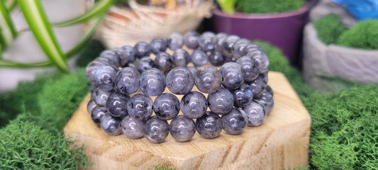 Black Labradorite Stretch Bead Bracelets - Rock Bottom Jewelry & Engraving