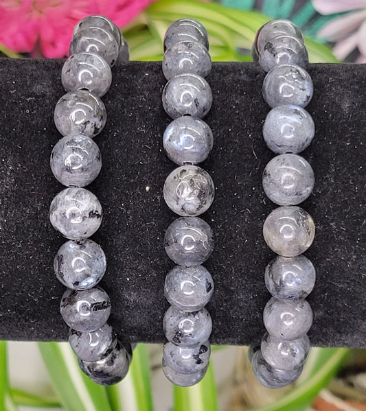 Black Labradorite Stretch Bead Bracelets - Rock Bottom Jewelry & Engraving