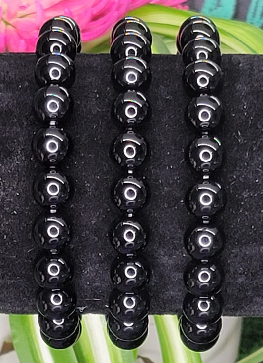 Black Onyx Stretch Bead Bracelets - Rock Bottom Jewelry & Engraving