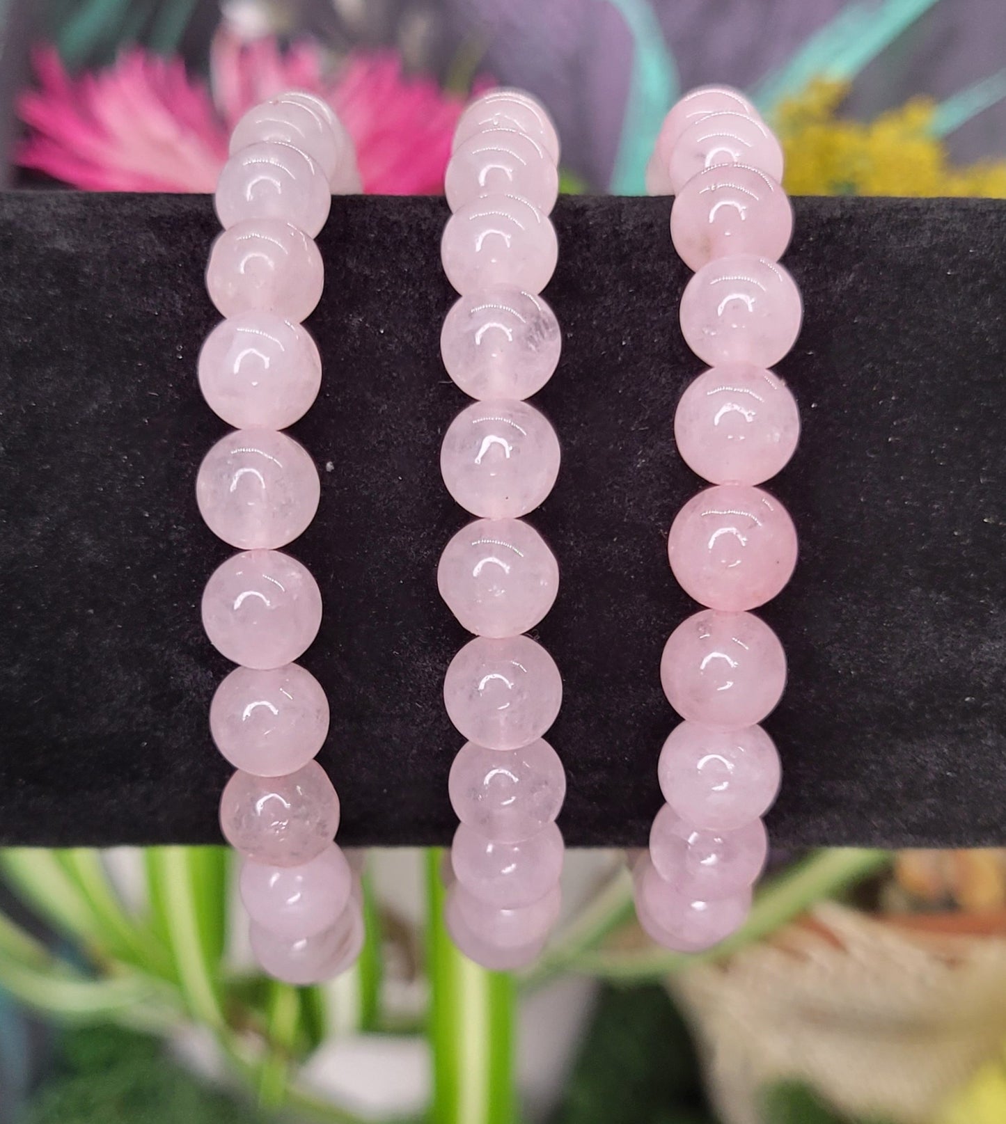 Rose Quartz Stretch Bead Bracelets - Rock Bottom Jewelry & Engraving
