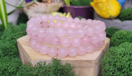 Rose Quartz Stretch Bead Bracelets - Rock Bottom Jewelry & Engraving