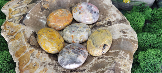 Small Crazy Lace Agate Palm Stones - Rock Bottom Jewelry & Engraving