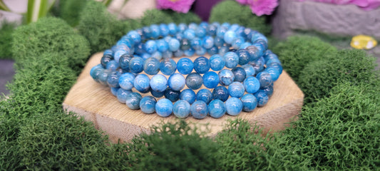 Blue Apatite Stretch Bead Bracelets - Rock Bottom Jewelry & Engraving