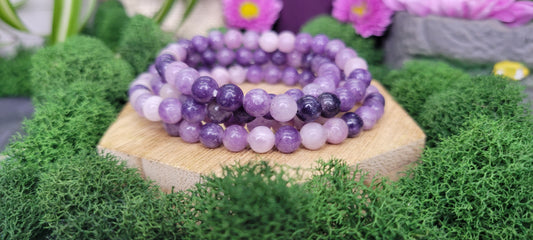 Lepidolite Stretch Bead Bracelets - Rock Bottom Jewelry & Engraving