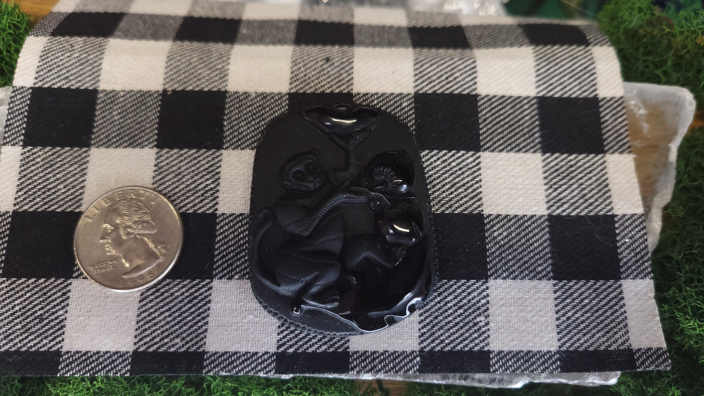 Monkey Obsidian Pendant