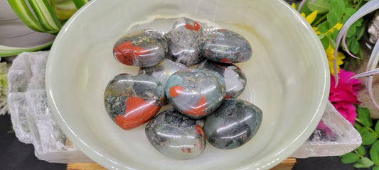 African Bloodstone Hearts - Rock Bottom Jewelry & Engraving