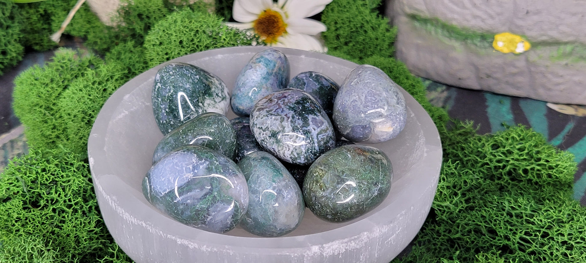 Moss Agate Tumble - Rock Bottom Jewelry & Engraving