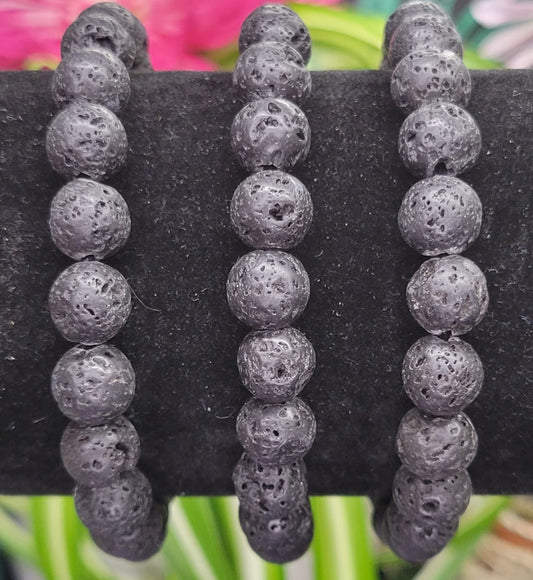 Lava Stone Stretch Bead Bracelets - Rock Bottom Jewelry & Engraving