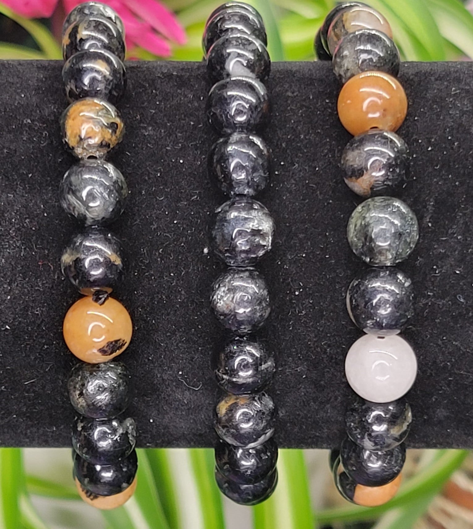 Black Tourmaline Stretch Bead Bracelets - Rock Bottom Jewelry & Engraving