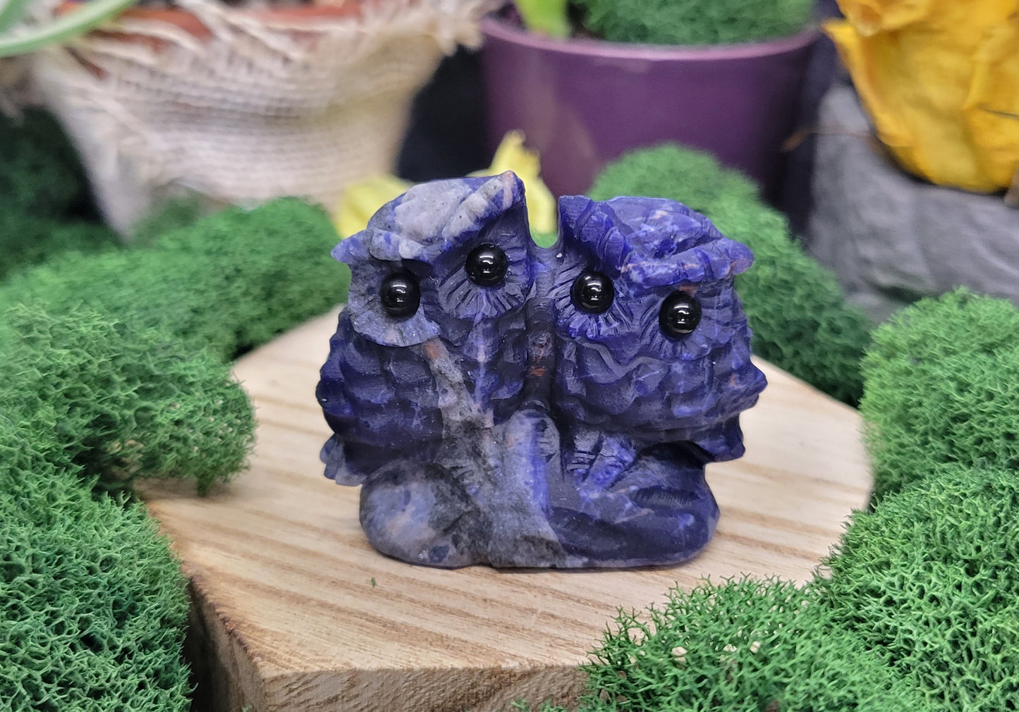 Sodalite Double Owl Carving