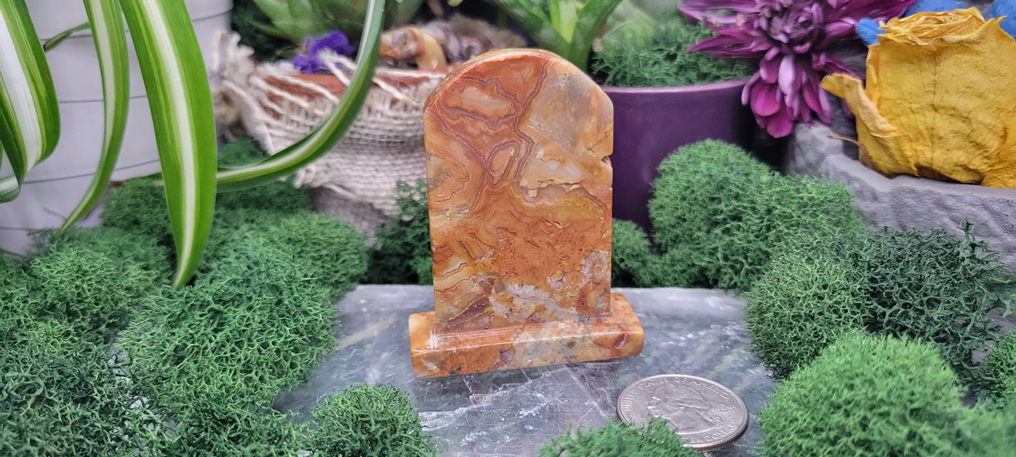 Crazy Lace Agate Tombstone Carvings