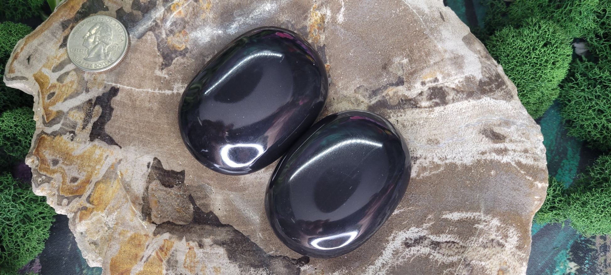 Black Onyx Palm Stones - Rock Bottom Jewelry & Engraving