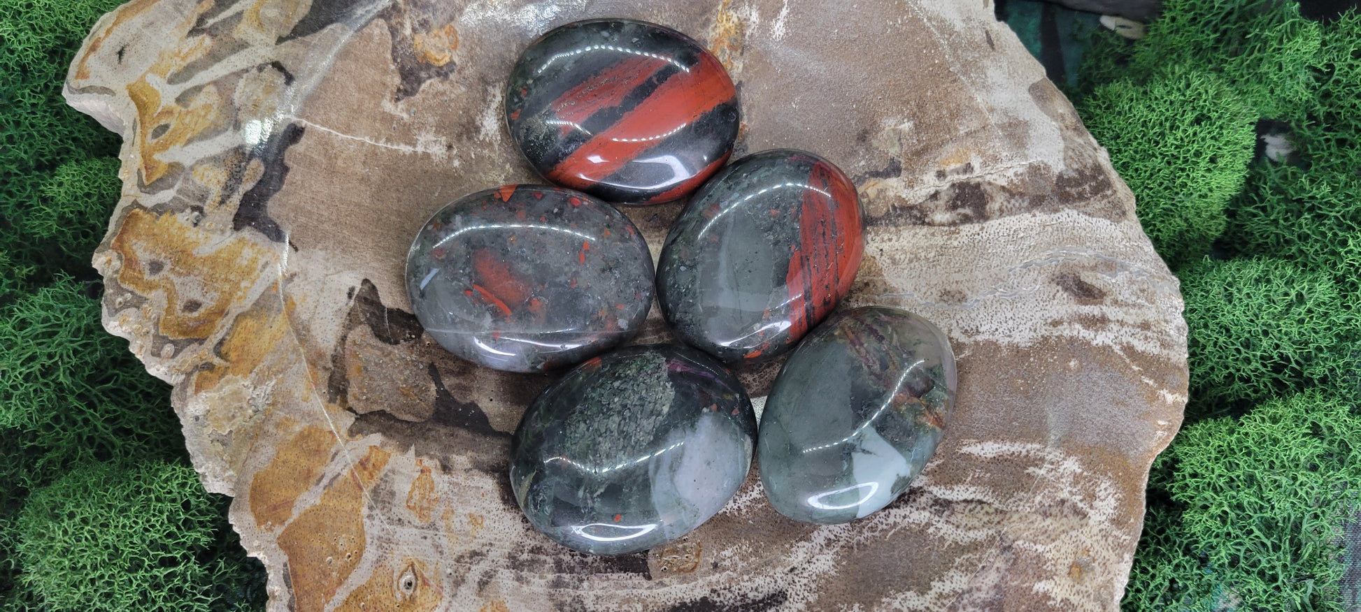 Small African Bloodstone Palm Stones - Rock Bottom Jewelry & Engraving