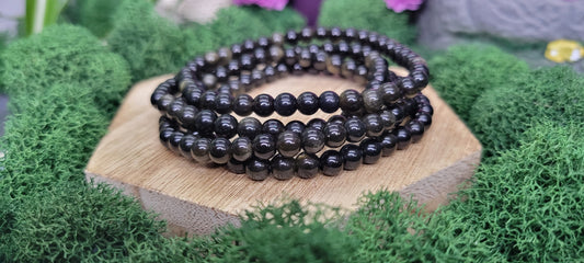 Gold Sheen Obsidian Stretch Bead Bracelets
