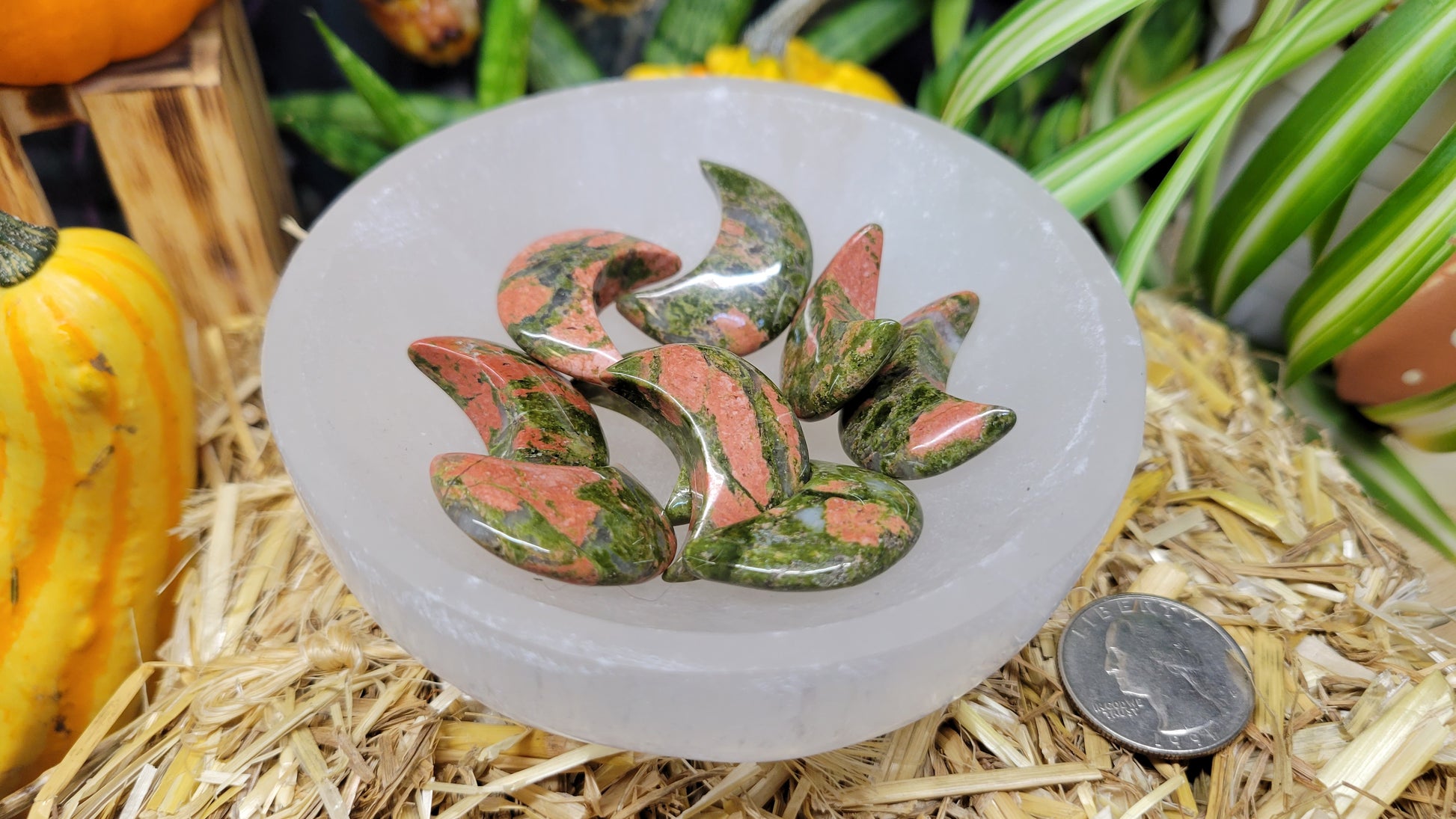 Mini Unakite Moons - Rock Bottom Jewelry & Engraving