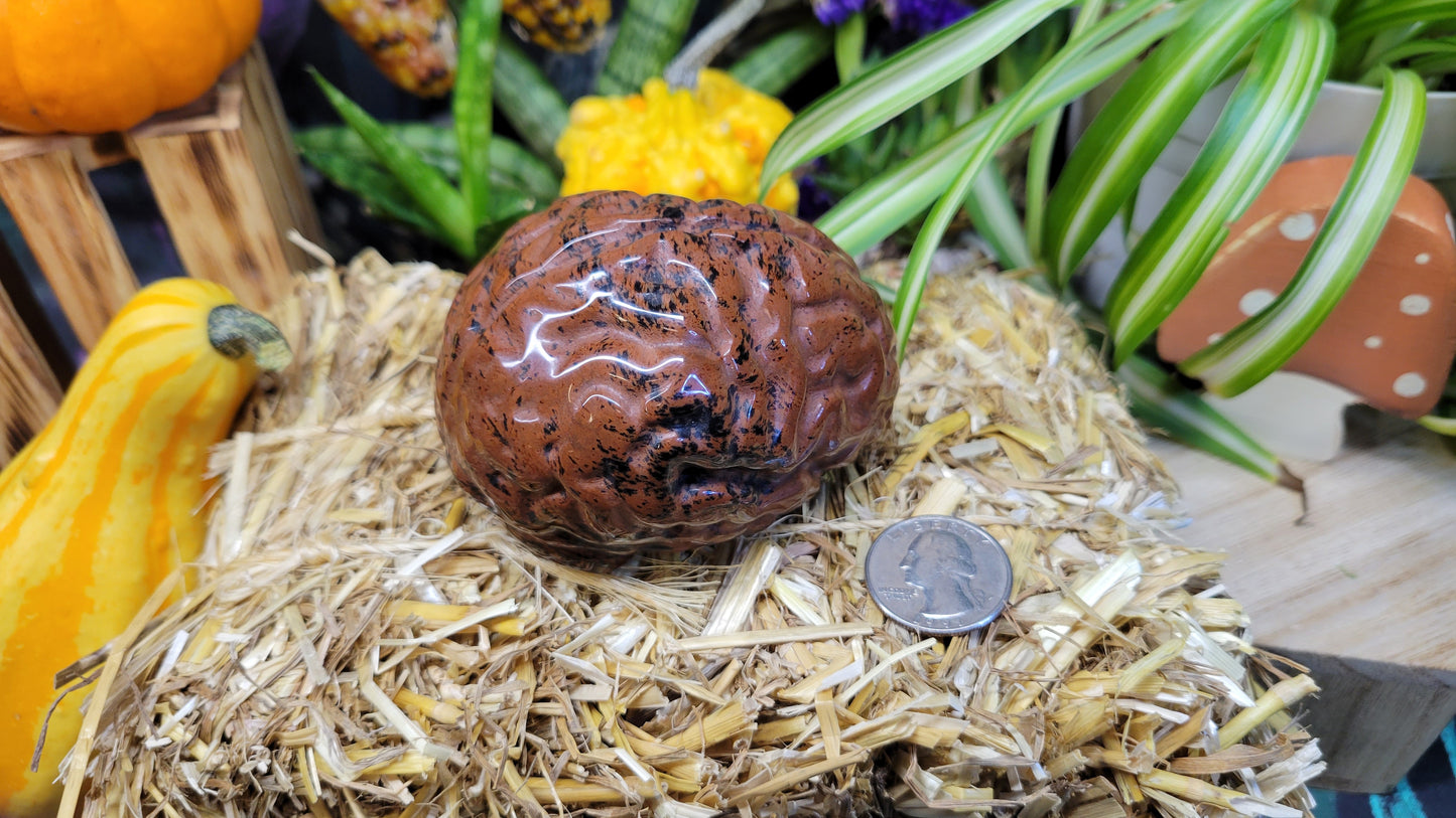 Large Mahogany Obsidian Brain Carving