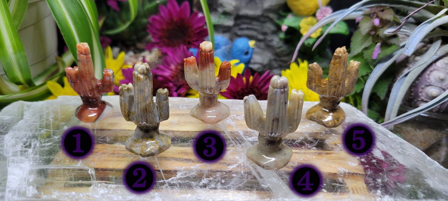 Soapstone Cactus Carvings - Rock Bottom Jewelry & Engraving